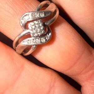 Vintage diamond 925 Mom Knot Ring sz 7